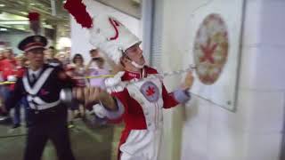 Ohio State Marching Band drum major John LaVange performs the quotthreeknockquot tradition prior to the M [upl. by Oniuqa607]