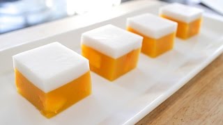 Mango Coconut Jelly Agar Agar Recipe วุ้นมะม่วง  Hot Thai Kitchen [upl. by Yhprum731]