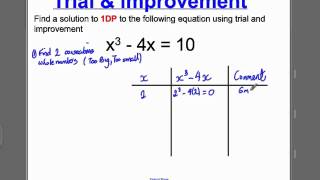 Trial and Improvement 1 GCSE Higher Maths Tutorial 1 [upl. by Lahcear]