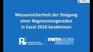 Messunsicherheit der Steigung einer Regressionsgeraden in Excel 2016 bestimmen [upl. by Tesler]