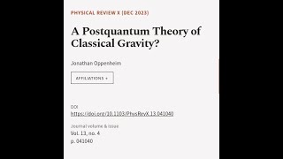 A Postquantum Theory of Classical Gravity  RTCLTV [upl. by Lion624]