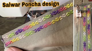 Salwar Poncha design  Machine embroidery  Mohri design [upl. by Carolann]