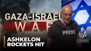 Israel  Gaza War  Hamas rockets hit Israeli city of Ashkelon [upl. by Dole437]