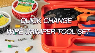 IWISS Quick Change Ratcheting Wire Crimper Tool Set cw Wire Cable StripperCutter 6pcs Dies [upl. by Ayam737]