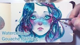 Starred Freckles  Watercolor  Gouache Painting Timelapse [upl. by Belier]