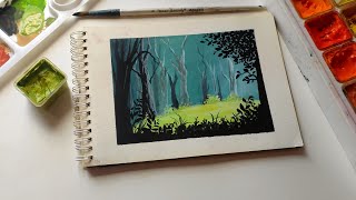 Gouache landscape painting✨🎨🖌️ [upl. by Eniamreg]