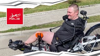 Breaking Barriers Adaptive Trike with eassist amp Enviolo Hub for OneLegged Armless Deaf Rider [upl. by Atinuj]