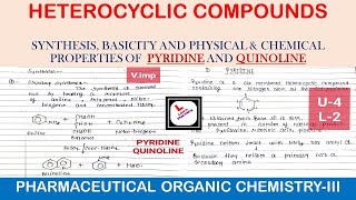 HETEROCYCLIC COMPOUNDIInd Pyridine QuinolineSynthesis Properties amp Medicinal uses POC3 U4 [upl. by Liddie]