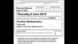 Edexcel A Level June 2019 Pure Maths Exam 1 Paper Walkthrough [upl. by Helena927]