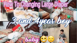 how to change large diaper for 3 4old boy🫢3 and 4year baby boy diaper changebaby babyboy 😑😬 [upl. by Anelas]