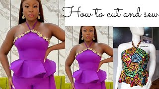 Cutting and sewing Simple Peplum tube top [upl. by Wilhelmina161]