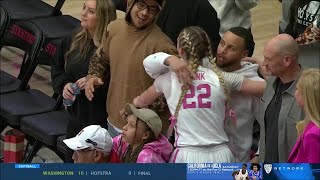 Steph Curry amp Daughter Riley Watch Godsister Cameron Brink Set Stanford Block Record Win vs 25 USC [upl. by Kruse]