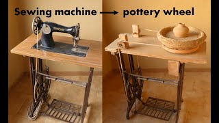 Potters wheel made from an old sewing machine DIY [upl. by Anauqal648]