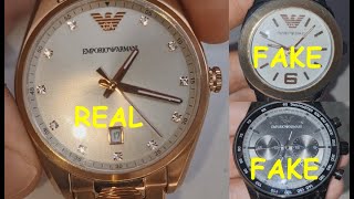 Armani watch real vs fake How to tell original Emporio Armani wrist watch [upl. by Nniw]