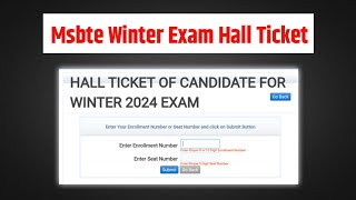 Msbte Winter Exam Hall Ticket  Msbte Winter Exam 2024 [upl. by Wat]