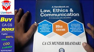 CA IPCC Handbook On Law Ethics and Communications By Munish Bhandari [upl. by Ajup]