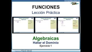 FUNCIONES Algebraicas Hallar el Dominio Ejercicio 1 [upl. by Navert884]