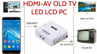 HDMI AV How To Connect Smartphone To OLD TV LED TV HDTV [upl. by Ahsiekan904]