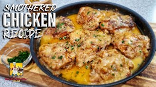 Smothered Chicken and Gravy Recipe  Comfort Food [upl. by Eugilegna]