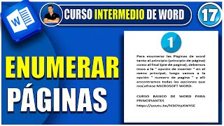 🔵 Cómo ENUMERAR PÁGINAS en WORD fácil   CURSO DE WORD INTERMEDIO [upl. by Ahsa113]