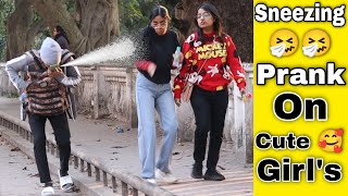 Sneezing Prank On Cute Girls  Best Funny Prank on Girls 2024  Pranks in India By TCI [upl. by Anyalram98]