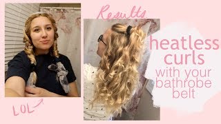 HEATLESS CURLS with your bathrobe belt [upl. by Matrona]