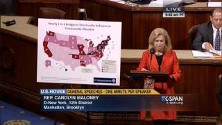 Rep Carolyn Maloney House Floor Speech on Infrastructure [upl. by Nocam]