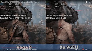 God of War  i71165G7 Xe vs Ryzen 7 5800U Vega 8 [upl. by Benedikta]