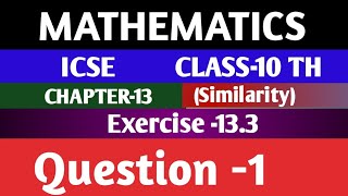 MATHEMATICS   ICSE  CLASS10TH  CHAPTER13   Similarity [upl. by Borchert]