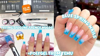 TRYING FRENCH TIP SILICONE NAIL MOLDS amp POLYGEL FROM TEMU  EASY FRENCH TIPS USING DUAL FORMS [upl. by Girardi]