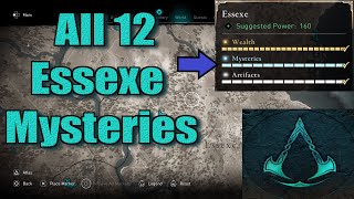 Assassins Creed Valhalla All Essexe Mysteries Locations guide [upl. by Suiradel]