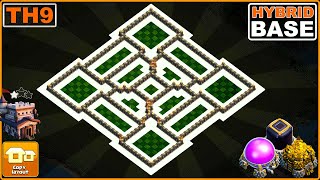 NEW BEST TH9 Base 2023 with COPY LINK  COC Town Hall 9 HybridTrophy Base Design [upl. by Atiner]