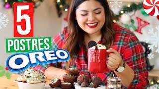 5 Postres Navideños FÁCILES de Oreo  RebeO [upl. by Aidekal]