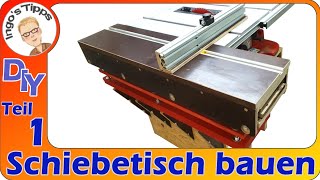 Schiebetisch für Tischkreissäge selber bauen mit Queranschlag DIY Schiebeschlitten Teil 1 IngosTipps [upl. by Krik]