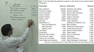 2 Cost Sheet Problem amp Solution  Cost and Management Accounting For BComMCom [upl. by Isolda577]