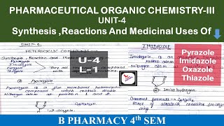 Pyrazole  Imidazole Oxazole Thiazole Synthesis  Properties amp Medicinal uses POCIIIrd U4 [upl. by Hamforrd]