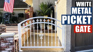 Arched White Metal Picket Gate  JIMBOS GARAGE [upl. by Areek]