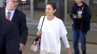 Oscar Nominee Marion Cotillard Wears All White At LAX [upl. by Monjan]