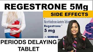 Regestrone 5mg tablets  periods delaying tablet  sideeffects precautions periods [upl. by Issor861]