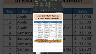 How to use COUNT Function in Excel excel excelfunctions exceltips [upl. by Airdnala473]