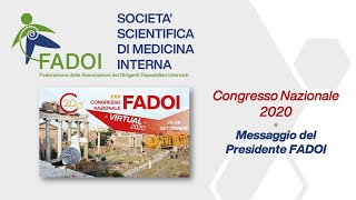 XXV Congresso Nazionale FADOI  Video messaggio del Presidente Nazionale Dario Manfellotto [upl. by Lekkim974]