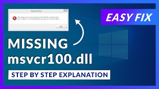 msvcr100dll Missing Error  How to Fix  2 Fixes  2021 [upl. by Anirual]