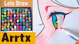 Anime EYE coloring using art markers  Arrtx Sketch markers [upl. by Alastair]