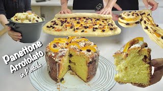 PANETTONE BRIOCHE ARROTOLATO veloce IN PENTOLA con MARMELLATA e NOCI [upl. by Aelyak3]