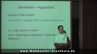 HypertextLinks in HTML setzen  HTMLBefehl a  Unterlagen zu webmastercrashkursde [upl. by Eelyrag]