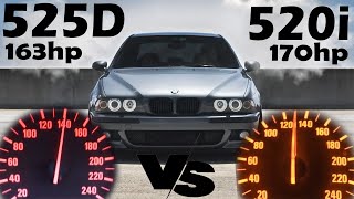 BMW E39 525D 163hp VS 520i 170hp Acceleration [upl. by Bennink]