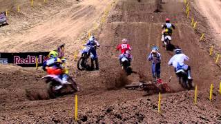 Hangtown 450 Moto 1 Nicoletti and Short Crash [upl. by Luhem]