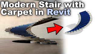 Modern Stair with Carpet in Revit Tutorial [upl. by Natye]