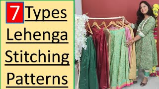 Lehenga stitching pattern 7 types Lehenga designs with full information about fabric dupatta amp lace [upl. by Nylloh137]