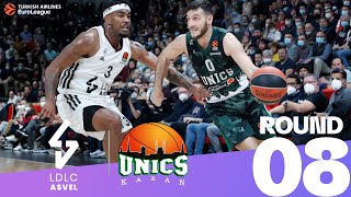 ASVEL edges UNICS for 3rd straight win  Round 8 Highlights  Turkish Airlines EuroLeague [upl. by Ginevra]